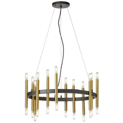 Dainolite Derry 24 Light Chandelier Matte Black/Aged Brass Lamp|Lustre Derry de Dainolite avec fini noir mat et laiton vieilli et 24 ampoules