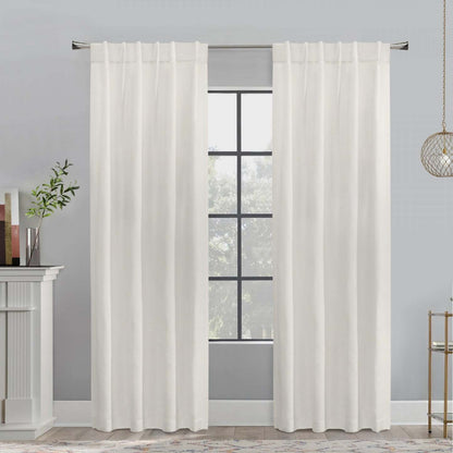 Habitat Mulberry White Light Filtering Dual Header Curtain Panel - 54 x 95|Panneau de rideau filtrant la lumière Mûre blanc à double têtes d'Habitat - 54 x 95