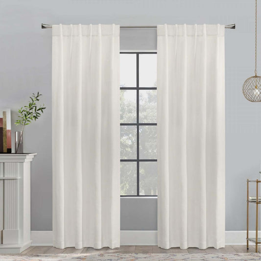 Habitat Mulberry White Light Filtering Dual Header Curtain Panel - 54 x 84|Panneau de rideau filtrant la lumière Mûre blanc à double têtes d'Habitat - 54 x 84
