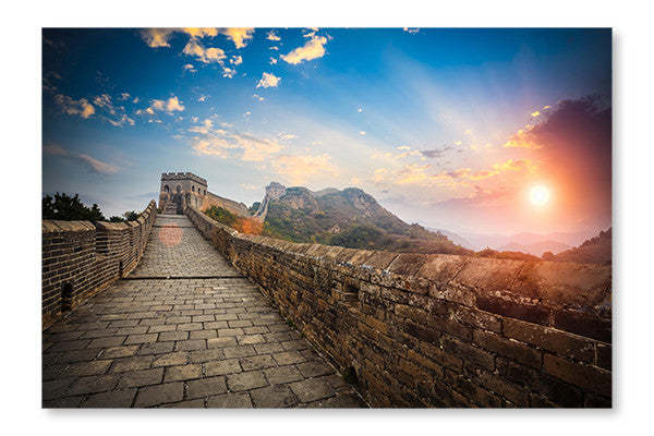 La Grande Muraille au coucher du soleil : Cadre et panneau en tissu 16 x 24 po | La Grande Muraille au coucher du soleil : Cadre et panneau en tissu 16 x 24 po | D44GZJ8B