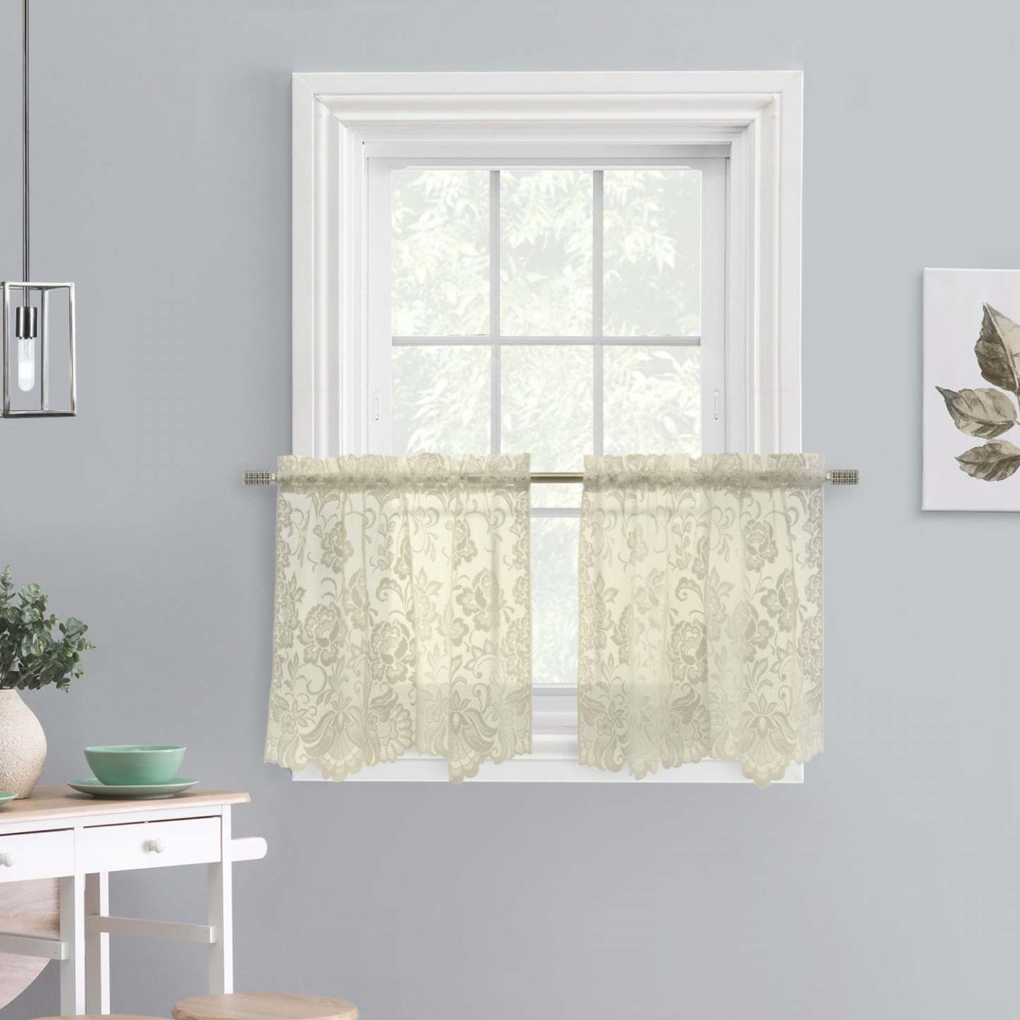 Habitat Limoges Ivoire Sheer Rod Pocket Curtain Tiers - 55 x 36|Brise-bise transparent passe-tringle Limoges ivoire d'Habitat - 55 x 36
