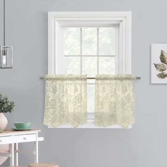 Habitat Limoges Ivoire Sheer Rod Pocket Curtain Tiers - 55 x 24|Brise-bise transparent passe-tringle Limoges ivoire d'Habitat - 55 x 24