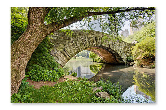 Pont de Central Park 28 x 42 po : Cadre d'art mural et panneau de tissu | D44GEYWC