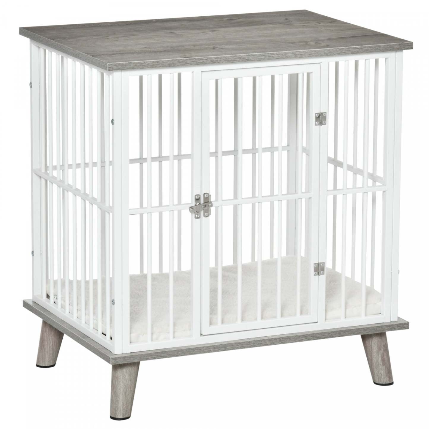 Pawhut Cage Pour Chien, Meuble Style Cage Pour Animaux, Table de Chevet, Maison Pour Chien Décorative, Avec Coussin Doux|Pawhut Cage Pour Chien Animaux Sur Pied Grand Coussin Amovible Porte Verrouillable En Acier Panneaux
