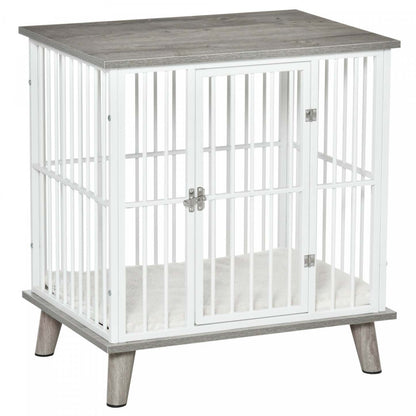 Pawhut Cage Pour Chien, Meuble Style Cage Pour Animaux, Table de Chevet, Maison Pour Chien Décorative, Avec Coussin Doux|Pawhut Cage Pour Chien Animaux Sur Pied Grand Coussin Amovible Porte Verrouillable En Acier Panneaux