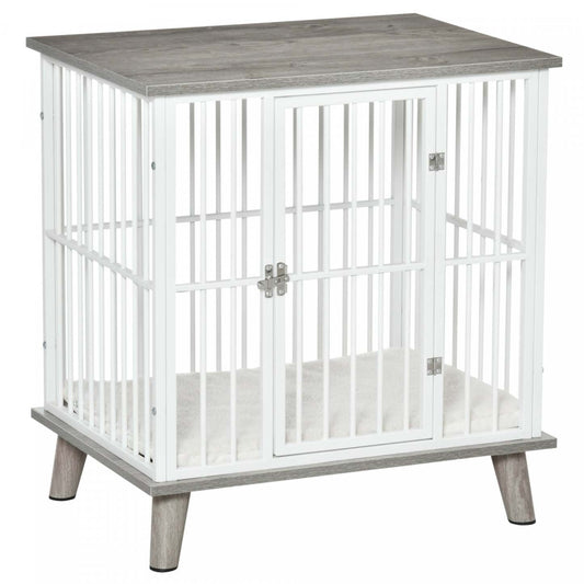 Pawhut Cage Pour Chien, Meuble Style Cage Pour Animaux, Table de Chevet, Maison Pour Chien Décorative, Avec Coussin Doux|Pawhut Cage Pour Chien Animaux Sur Pied Grand Coussin Amovible Porte Verrouillable En Acier Panneaux