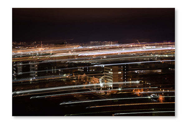 Long Exposure Of Cityscape 16x24 Wall Art Frame And Fabric Panel| Long Exposure Of Cityscape 16 po x 24 po : Cadre d'art mural et panneau de tissu|D44GJU27