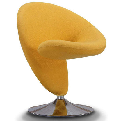 Manhattan Comfort Curl Polished Chrome Wool Blend Rotating Accent Chair - Yellow|Fauteuil d'appoint pivotant Curl de Manhattan Comfort en chrome poli et en mélange de laine - jaune