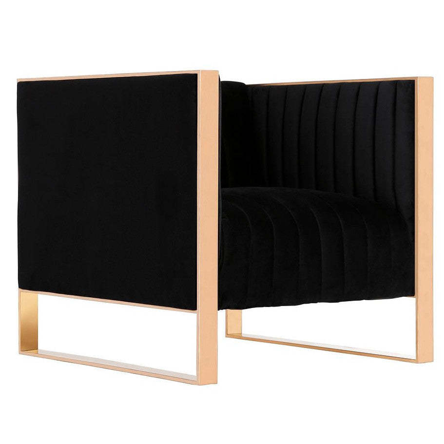 Fauteuil d’appoint Trillium de Manhattan Comfort en velours - noir et doré