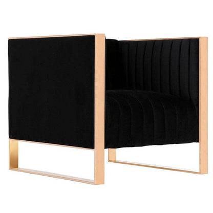 Fauteuil d’appoint Trillium de Manhattan Comfort en velours - noir et doré