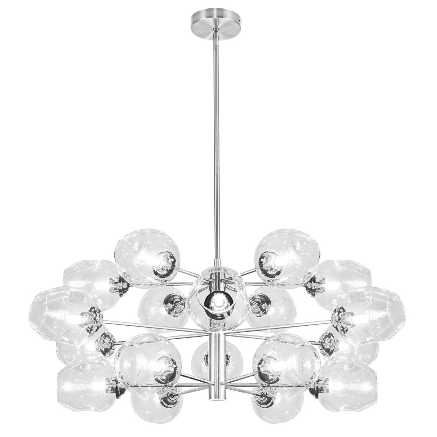 Dainolite Abii 18 Light Chandelier Poli Chrome Finish Clear Glass Lamp|Lustre Abii de Dainolite en verre transparent avec fini chromé poli et 18 ampoules