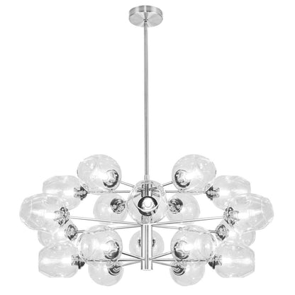 Dainolite Abii 18 Light Chandelier Poli Chrome Finish Clear Glass Lamp|Lustre Abii de Dainolite en verre transparent avec fini chromé poli et 18 ampoules