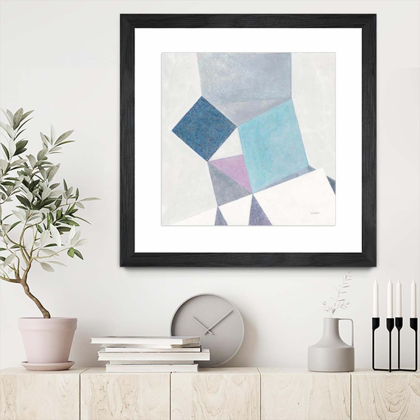 Bay Bridge V1 Matted and Framed Black 36x36 Wall Art|Œuvre d’art murale encadrée noire et mate « Bay Bridge V1 » 36 x 36