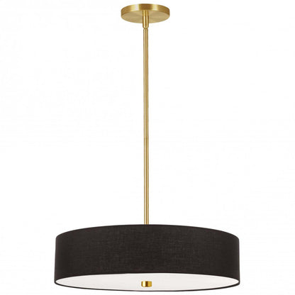 Dainolite Everly 4 Light Pendant Aged Brass Finish Black Shade Lamp|Luminaire suspendu Everly de Dainolite avec abat-jour noir, fini laiton vieilli et 4 ampoules
