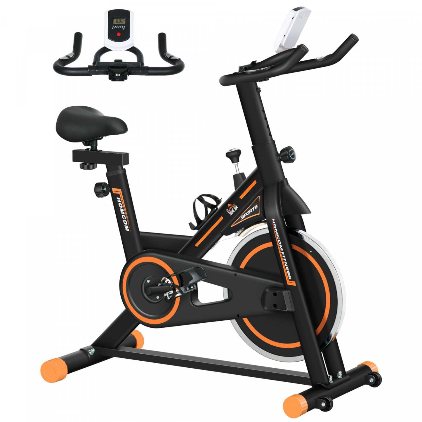 Soozier Vélo d'exercice stationnaire vertical avec moniteur LCD de résistance orange