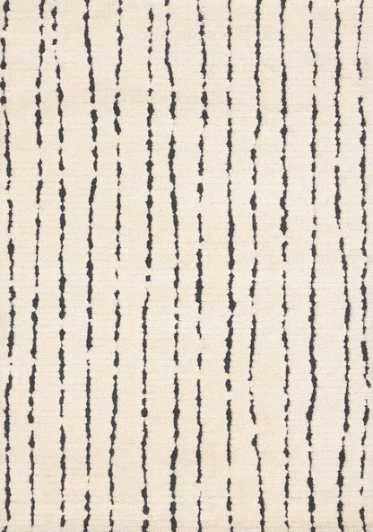 Teagan Plush Pile Cream Black Vertical Lines Area Rug - 6'7 x 9'6|Carpette à poil moelleux Teagan crème et noire à motif de rayures verticales - 6 pi 7 po x 9 pi 6 po