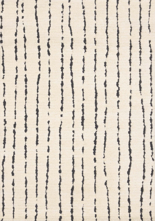 Teagan Plush Pile Cream Black Vertical Lines Area Rug - 7'10 x 10'6|Carpette à poil moelleux Teagan crème et noire à motif de rayures verticales - 7 pi 10 po x 10 pi 6 po