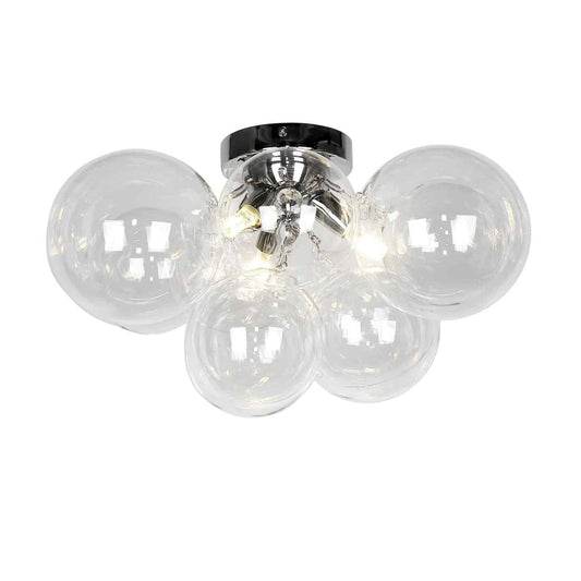 Dainolite Comet 3 Light Flush Mount Poli Chrome Clear Glass Lamp|Plafonnier affleuré Comet de Dainolite en verre transparent, avec fini chromé poli et 3 ampoules
