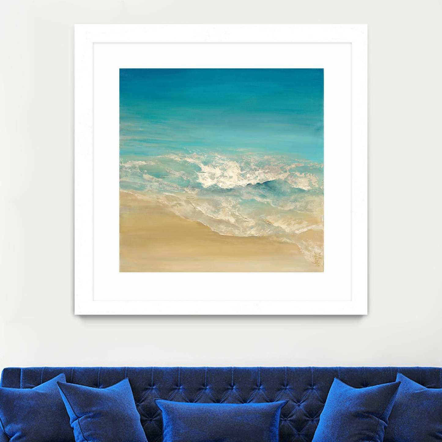 Coastal Viewpoint Ii Matted and Framed White 36x36 Wall Art|Œuvre d'art murale imprimée blanche et mate « Coastal Viewpoint Ii » 36 x 36
