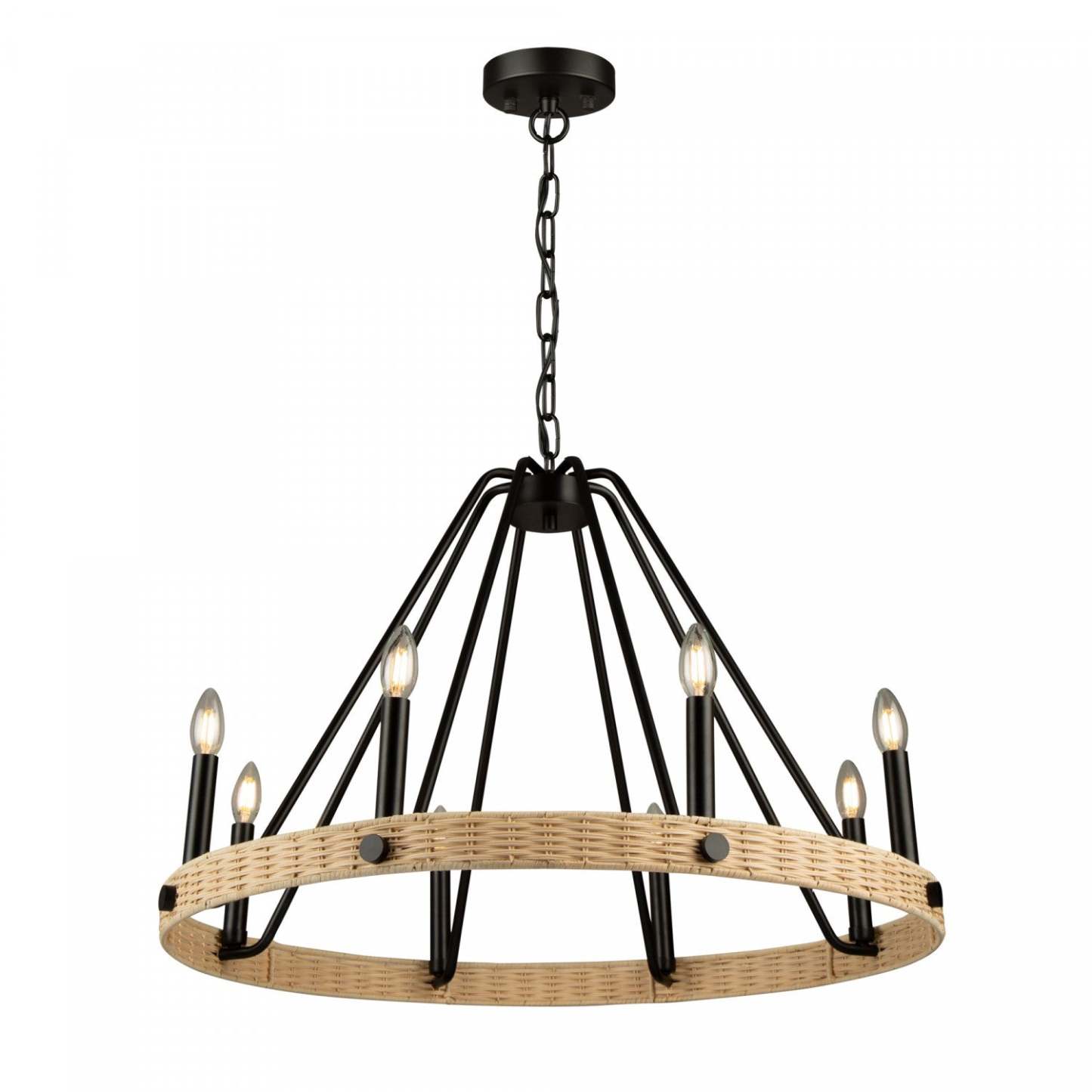 Perris Lustre noir à 8 lumières | Lustre Perris noir à 8 ampoules | D06H7VPS