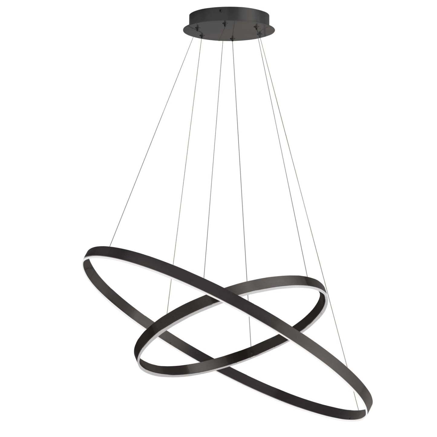 Lustre Circulo de Dainolite 97w en noir mat avec diffuseur en acrylique blanc