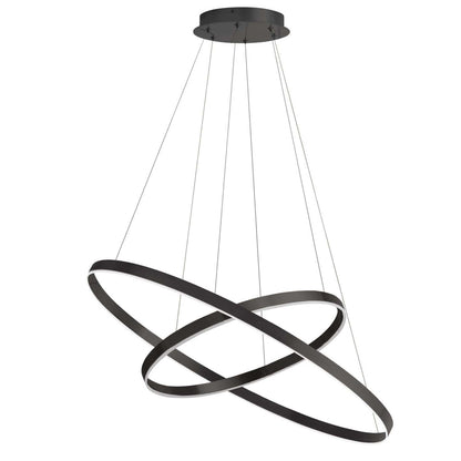 Lustre Circulo de Dainolite 97w en noir mat avec diffuseur en acrylique blanc