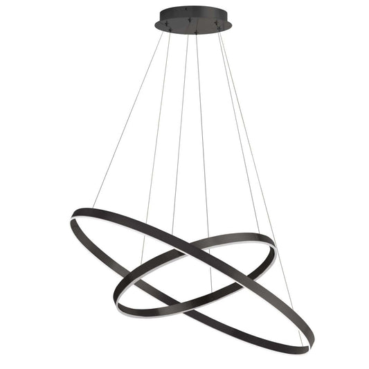 Lustre Circulo de Dainolite 97w en noir mat avec diffuseur en acrylique blanc