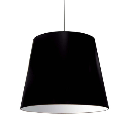 Dainolite Oversize Drum 1 Light Pendant Large Black/Silver Shade Lamp|Grand luminaire suspendu de Dainolite avec très grand abat-jour cylindrique noir et argenté, et 1 ampoule
