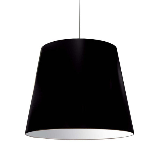 Dainolite Oversize Drum 1 Light Pendant Large Black/Silver Shade Lamp|Grand luminaire suspendu de Dainolite avec très grand abat-jour cylindrique noir et argenté, et 1 ampoule