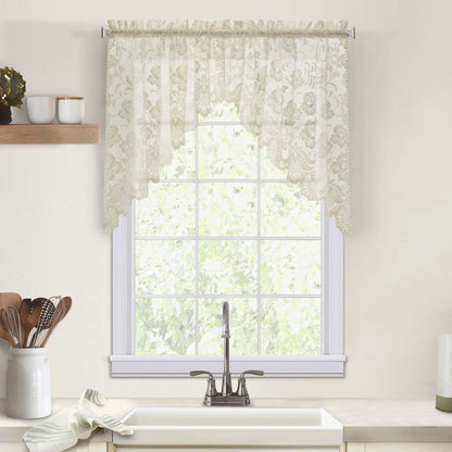 Habitat Limoges Ivory Sheer Rod Pocket Swag Valance Set - 72 x 32|Ensemble de cantonnière festonnée transparente passe-tringle Limoges ivoire d'Habitat - 72 x 32