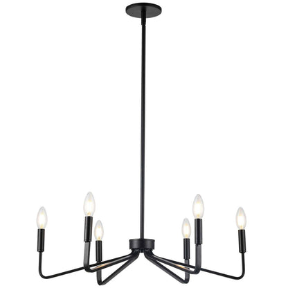 Dainolite Clayton 6 Light Chandelier Matte Black Lamp|Lustre Clayton de Dainolite avec fini noir mat et 6 ampoules