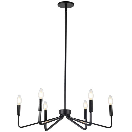 Dainolite Clayton 6 Light Chandelier Matte Black Lamp|Lustre Clayton de Dainolite avec fini noir mat et 6 ampoules