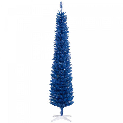 Homcom Sapin de Noël artificiel en forme de crayon de 2,1 m avec branches réalistes | Homcom Sapin de Noël Artificiel Fin, Sapin de Noël Crayon, Bleu Profond