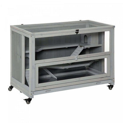 Pawhut Cage Pour Hamster à 3 Niveaux, Habitat Pour Petit Animal En Bois Avec Échelles, Cabanes, Roues, Tiroir|Pawhut Cage En Bois Extra Large Pour Hamster Et Aire De Jeux Avec 3 Échelles Et 2 Cabanes, Cage Pour