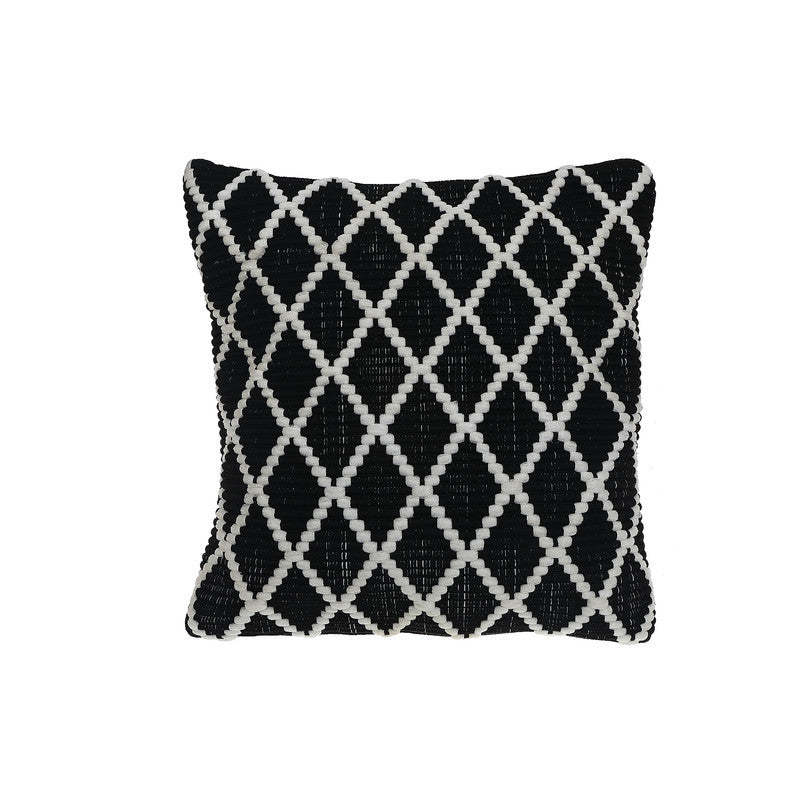 Ribbed Diamond Cushion Black - Set de 2|Coussin tricoté noir à motif de diamants - ensemble de 2