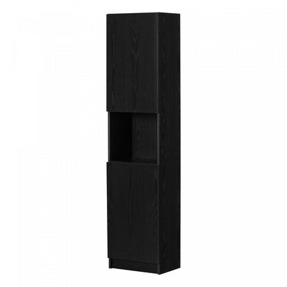 Liora 2-door Narrow Bookcase - Black Oak | Liora Bibliothèque Étroite 2 Portes - Chêne Noir