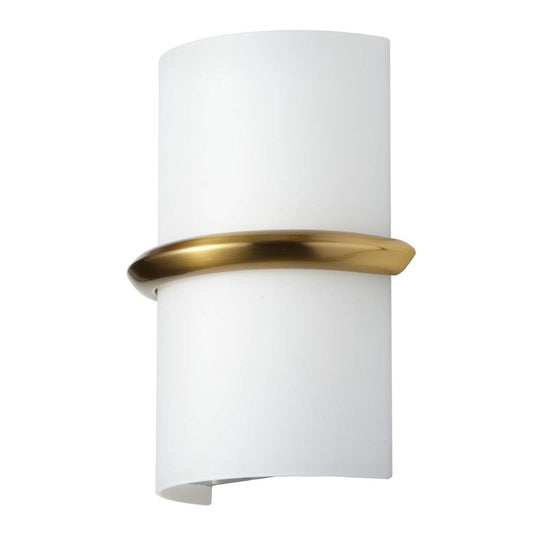 Applique murale Wallace de Dainolite 14w en laiton vieilli et verre opale blanc|Dainolite Wallace Wall Sconce en verre blanc opale, avec finition en laiton vieilli et ampoule de 14 W