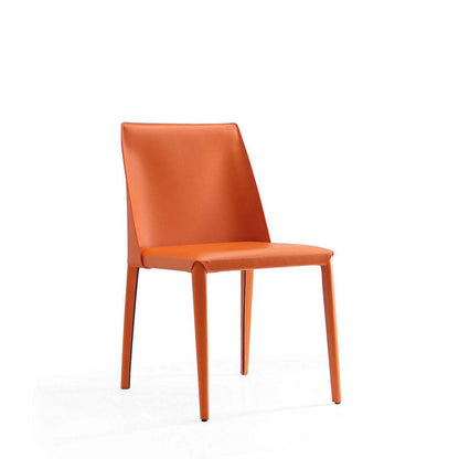 Manhattan Comfort Set of 2 Paris Coral Saddle Leather Dining Chairs - Corail|Ensemble 2 chaises de salle à manger Paris de Manhattan Comfort en cuir à équipement corail - corail