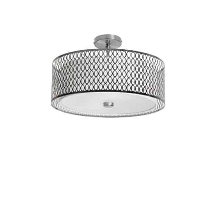 Dainolite Kordan 3 Light Semi-flush Mount Satin Chrome Finish White Shade Lamp|Plafonnier semi-affleuré Kordana de Dainolite avec abat-jour blanc, fini chrome satiné et 3 ampoules