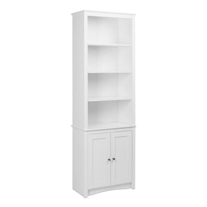 Bibliothèque haute avec deux portes Shaker - Blanc|Bibliothèque haute avec 2 portes de style Shaker - blanche