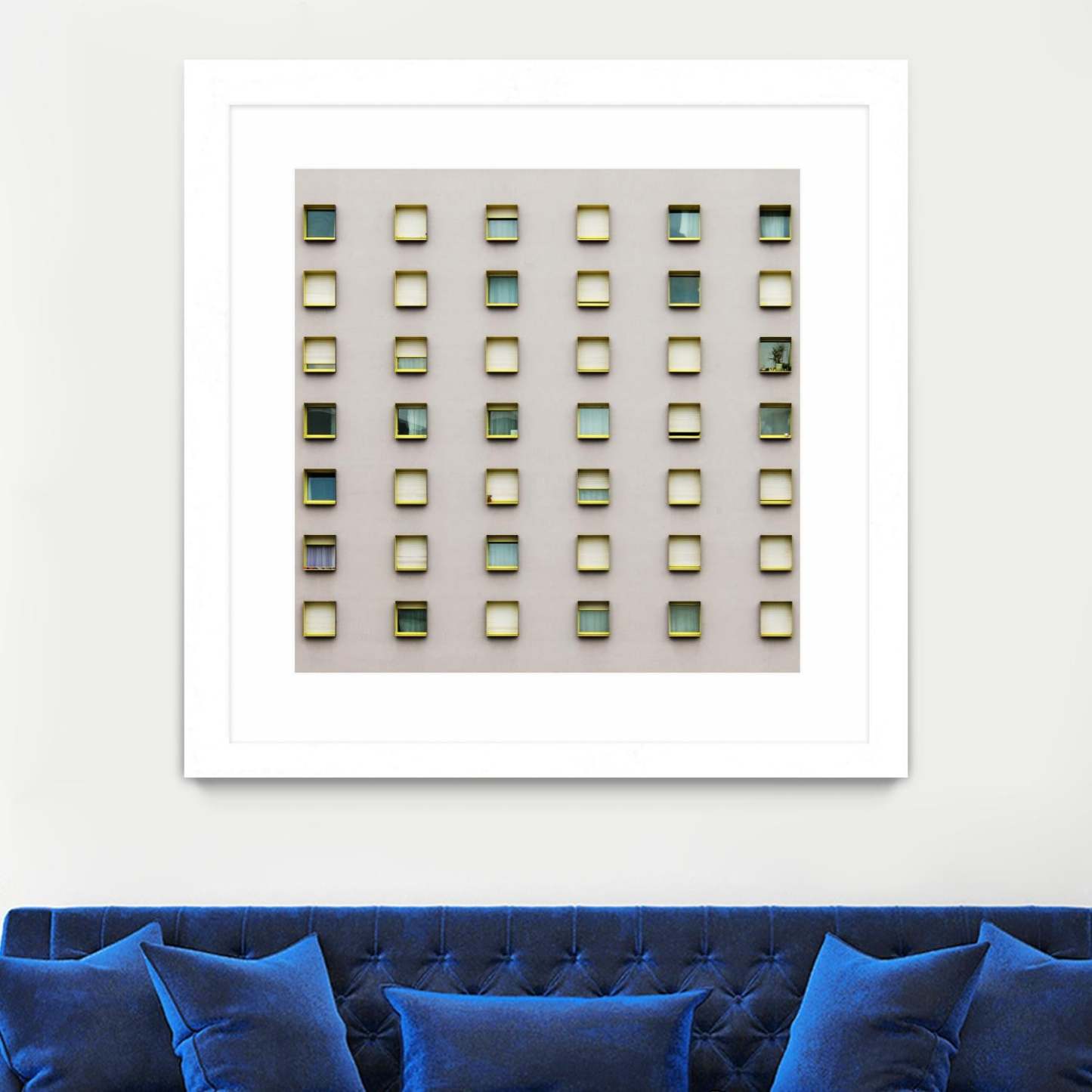 Windows Ii Matted and Framed White 36x36 Wall Art|Œuvre d’art murale encadrée blanche et mate « Windows Ii » 36 x 36