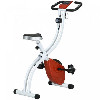 Soozier Velo D'exercice Pliable Avec Resistance A 8 Niveaux Et Roues, Rouge
