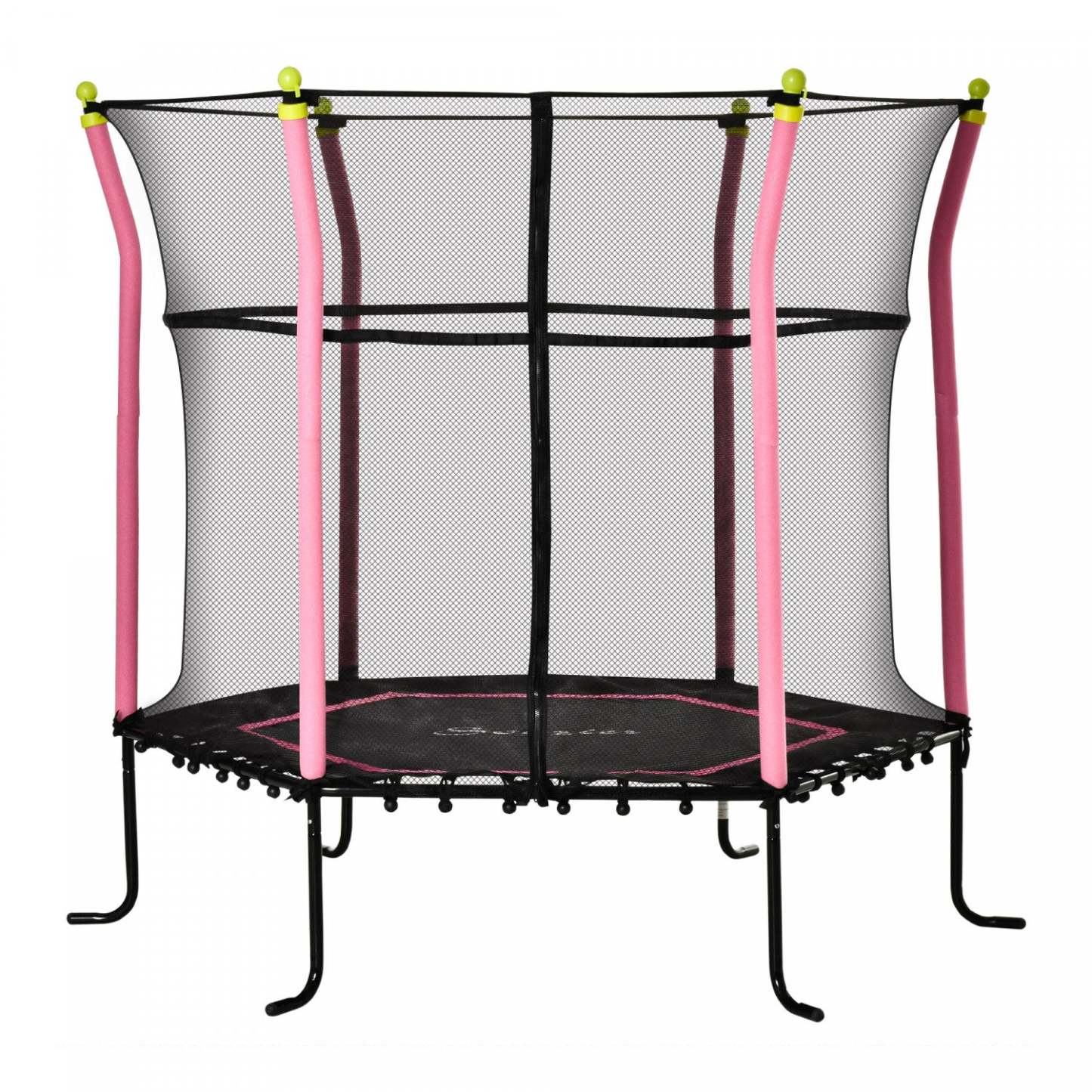 Soozier 63 Kids Trampoline Mini Indoor/outdoor Bouncer Jumper With Enclosure Net Elastic Thick Padd|Soozier Trampoline Pour Enfant De 3 À 10 Ans Extérieur Intérieur Surface De Saut De 125 Cm Filet De