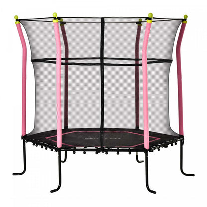 Soozier 63 Kids Trampoline Mini Indoor/outdoor Bouncer Jumper With Enclosure Net Elastic Thick Padd|Soozier Trampoline Pour Enfant De 3 À 10 Ans Extérieur Intérieur Surface De Saut De 125 Cm Filet De