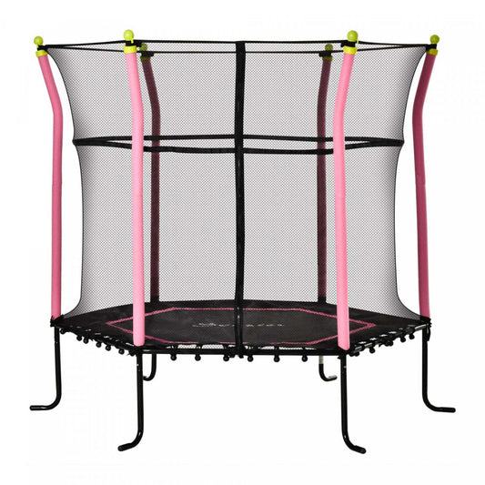 Soozier 63 Kids Trampoline Mini Indoor/outdoor Bouncer Jumper With Enclosure Net Elastic Thick Padd|Soozier Trampoline Pour Enfant De 3 À 10 Ans Extérieur Intérieur Surface De Saut De 125 Cm Filet De