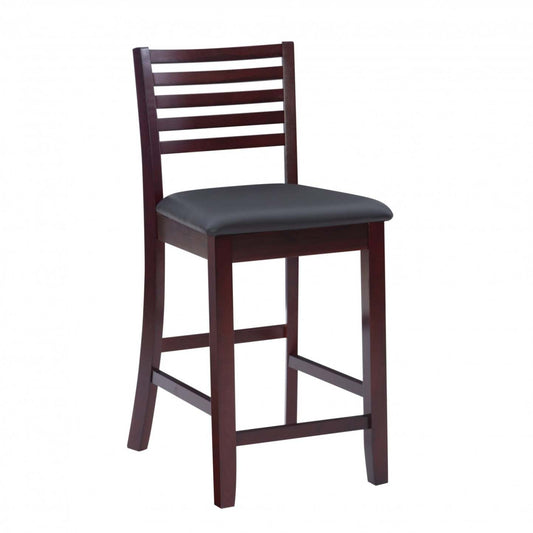 Torino Faux Leather Ladder Back Counter-Height Tabouret - Merlot|Tabouret Torino de hauteur comptoir en similicuir avec dossier en échelle - merlot