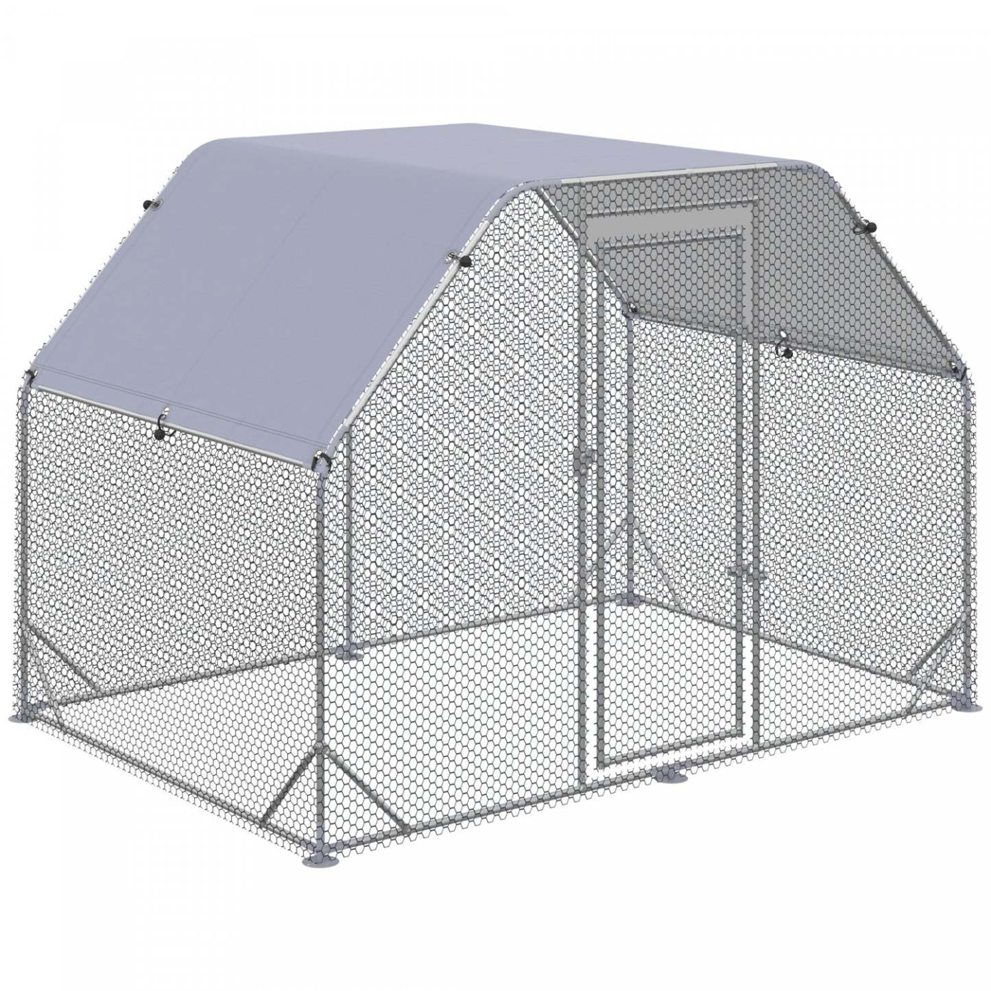 Pawhut Poulailler Galvanisé Grand Enclos Métallique Pour Poules, Enclos Pour Poules Avec Accès, Maison Pour Poules, Aire De Jeu Rabb|Pawhut Poulailler En Metal Pour 4 A 6 Poulets, Enclos A Poules D'exterieur Avec Couverture Pour Ferm