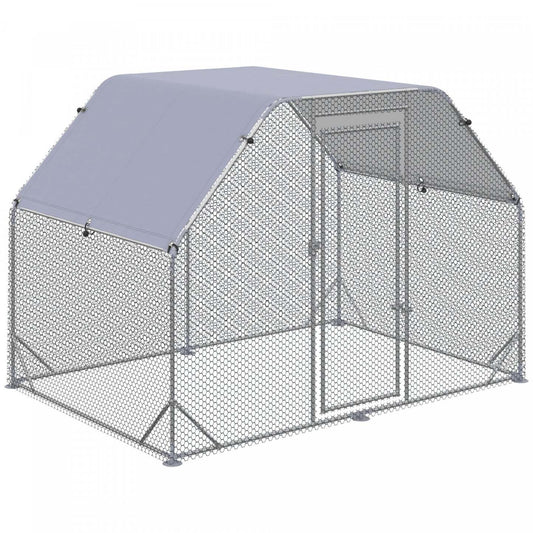 Pawhut Poulailler Galvanisé Grand Enclos Métallique Pour Poules, Enclos Pour Poules Avec Accès, Maison Pour Poules, Aire De Jeu Rabb|Pawhut Poulailler En Metal Pour 4 A 6 Poulets, Enclos A Poules D'exterieur Avec Couverture Pour Ferm