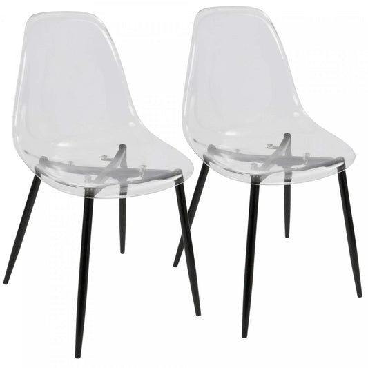 LumiSource Clara Black Clear Mid-Century Modern Dining Accent Chair - Set of 2|Chaise d’appoint de salle à manger moderne du milieu du 20e siècle Clara transparente et noire - ensemble de 2