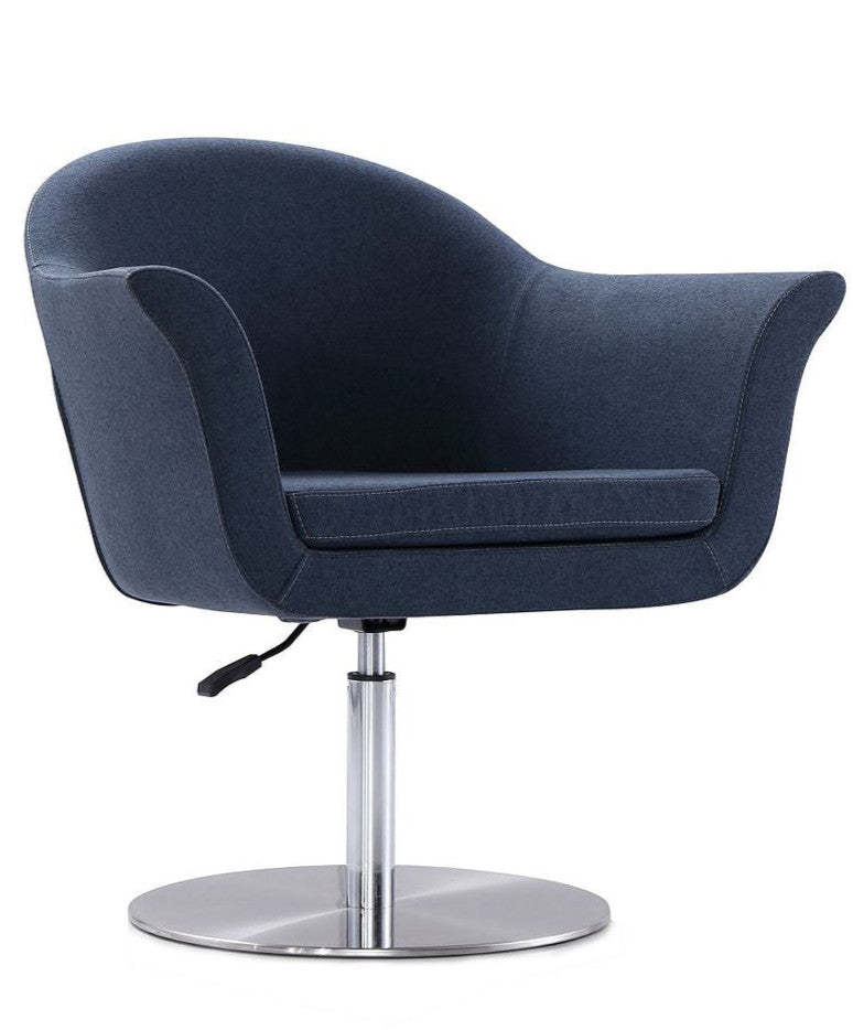 Manhattan Comfort Voyager Brushed Metal Braided Rotating Accent Chair - Smokey Blue|Chaise d'appoint réglable pivotante Voyager de Manhattan Comfort en métal brossé et en tissu - bleu fumé